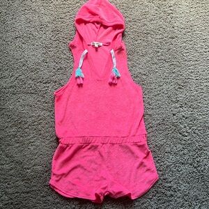 Girls terry cloth romper. Hooded. Size XL. Cover up